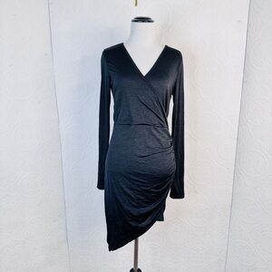 Windsor size Large Little Black Dress L Ruched Bodycon Mini Dress Cross Over